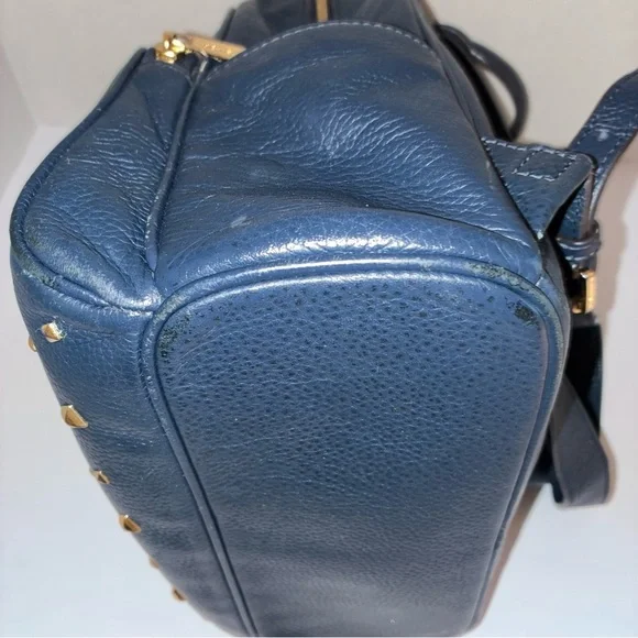 Michael Kors Abbey Backpack Medium Navy Blue Leather Studded *READ - Picture 10 of 14